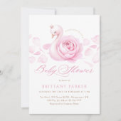 Pink Swan Floral Baby shower Kaart (Voorkant)