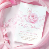 Pink Swan Floral Baby shower Kaart