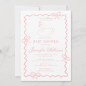 Pink Swan Princess Bow Coquette Baby Girl Shower Kaart (Voorkant)