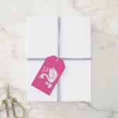 Pink Swan verjaardagsfeestje Cadeaulabel (Met Touw)