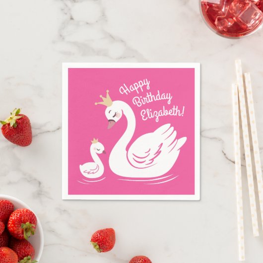 Pink Swan verjaardagsfeestje Servet (Insitu)