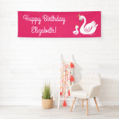 Pink Swan verjaardagsfeestje Spandoek (Insitu)
