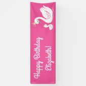 Pink Swan verjaardagsfeestje Spandoek (Verticaal)