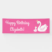 Pink Swan verjaardagsfeestje Spandoek (Horizontaal)