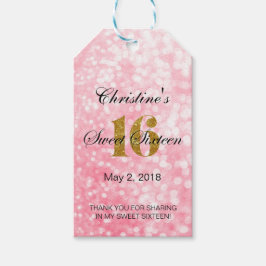 Pink Sweet 16 Gold Glitter Favor|Cadeau Labels Cadeaulabel