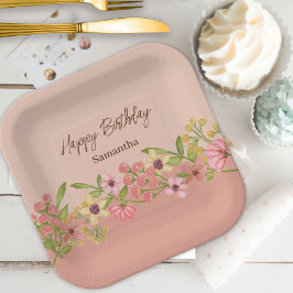 Pink Sweet 16 Sixteen Flowers Boho Spring Party Papieren Bordje