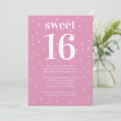 Pink Sweet 16 Uitnodiging (Staand voorkant)