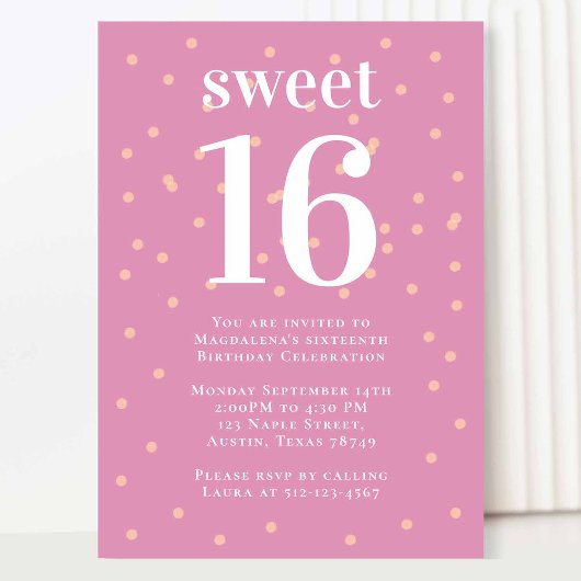 Pink Sweet 16 Uitnodiging