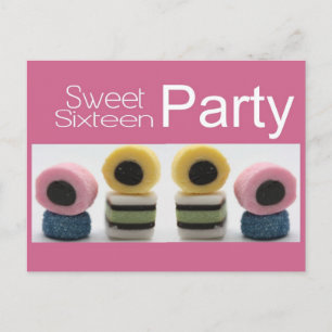 Pink Sweet 16 uitnodiging Briefkaart