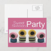 Pink Sweet 16 uitnodiging Briefkaart (Voorkant / Achterkant)