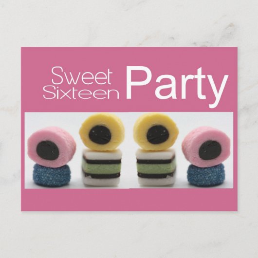 Pink Sweet 16 uitnodiging Briefkaart (Voorkant)