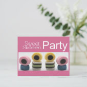 Pink Sweet 16 uitnodiging Briefkaart (Staand voorkant)
