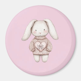 Pink Sweet Cute Bunny Pink Sweater Heart Magneet