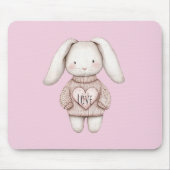 Pink Sweet Cute Bunny Pink Sweater Heart Muismat (Voorkant)