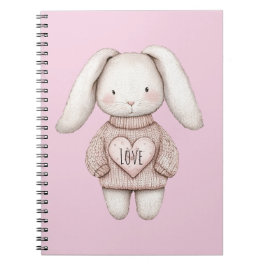 Pink Sweet Cute Bunny Pink Sweater Heart Notitieboek