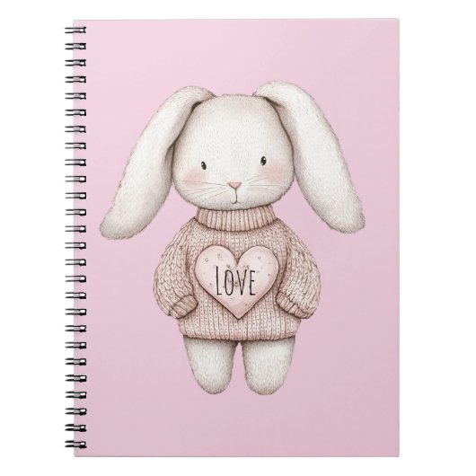 Pink Sweet Cute Bunny Pink Sweater Heart Notitieboek (Voorkant)