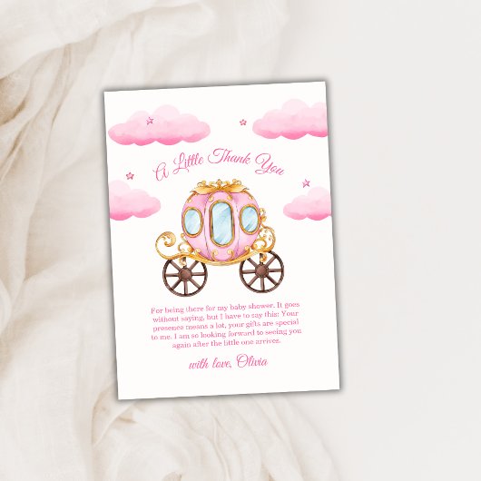 Pink Sweet Fairy Princess Carriage Baby Shower  Bedankkaart