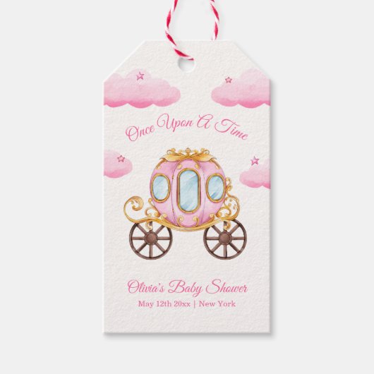 Pink Sweet Fairy Princess Carriage Baby Shower Cadeaulabel (Voorkant)