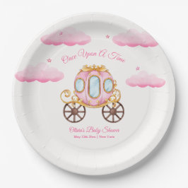 Pink Sweet Fairy Princess Carriage Baby Shower  Papieren Bordje