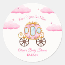 Pink Sweet Fairy Princess Carriage Baby Shower  Ronde Sticker