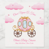 Pink Sweet Fairy Princess Carriage Baby Shower  Wijn Etiket (Enkel label)