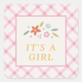 Pink Sweet Floral Baby Girl Envelope Seal Label (Voorkant)