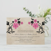 Pink Sweet  Floral Wedding Invite Kaart (Staand voorkant)