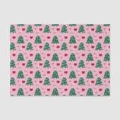Pink Sweet Greenery kerstboomfeestdag Tissuepapier (Voorkant)