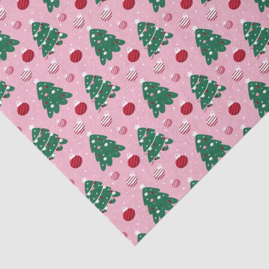Pink Sweet Greenery kerstboomfeestdag Tissuepapier (Detail)