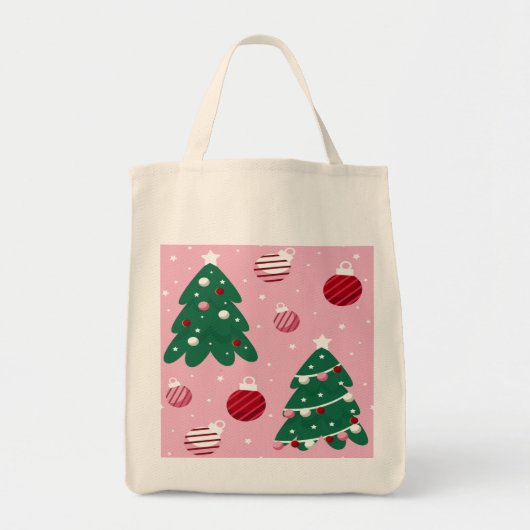Pink Sweet Greenery kerstboomfeestdag Tote Bag (Voorkant)
