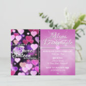 Pink Sweet Hearts 16e verjaardag Uitnodigingen (Staand voorkant)