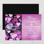 Pink Sweet Hearts 16e verjaardag Uitnodigingen (Voorkant / Achterkant)