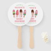 Pink Sweet Ice Cream Popcicle Baby shower Welkom Handwaaier (Voorkant en achterkant)