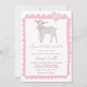 Pink Sweet Little Lamb Baby shower Kaart (Voorkant)