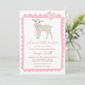 Pink Sweet Little Lamb Baby shower Kaart (Staand voorkant)