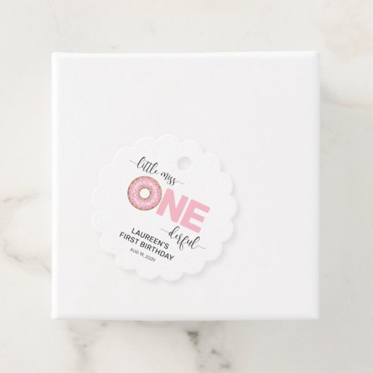 Pink Sweet Little MIss 1e verjaardag Bedankjes Labels (In situ)