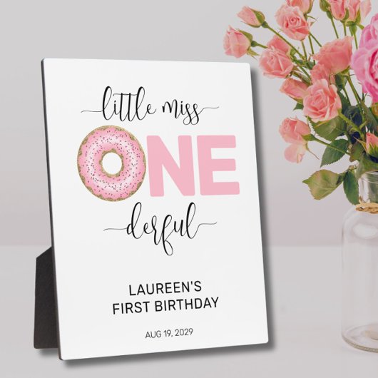 Pink Sweet Little MIss 1e verjaardag Fotoplaat