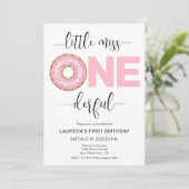 Pink Sweet Little MIss 1e verjaardag uitnodiging (Staand voorkant)