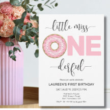 Pink Sweet Little MIss 1e verjaardag uitnodiging