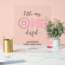 Pink Sweet Little MIss 1st Birthday Acryl Bord