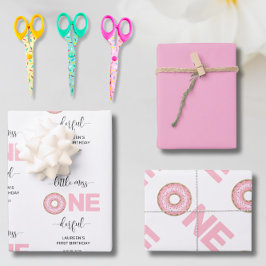 Pink Sweet Little MIss 1st Birthday  Inpakpapier Vel