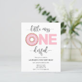 Pink Sweet Little MIss 1st Birthday Uitnodigingen (Staand voorkant)