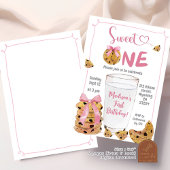 Pink Sweet One Verjaardag Party Illustratie Kaart