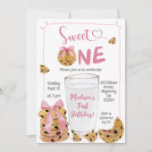 Pink Sweet One Verjaardag Party Illustratie Kaart (Voorkant)