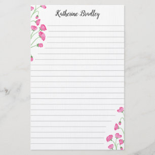 Pink Sweet Pea Floral Voeg namen toe Briefpapier