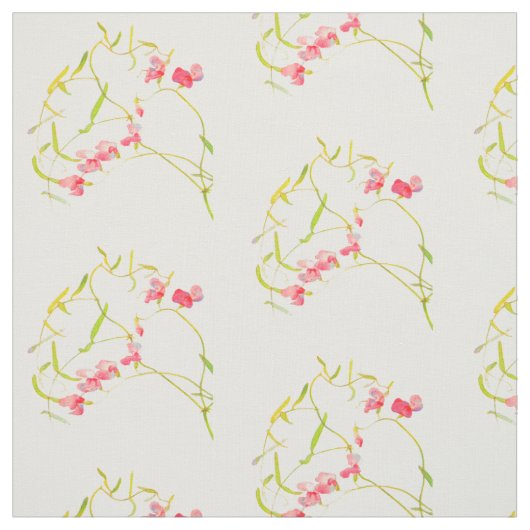 Pink Sweet Pea Flower Pattern Stof (Swatch)