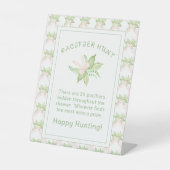 Pink Sweet Pea Girl Pacifier Hunt Baby Shower Reclamebord Met Voetstuk (Voorkant)