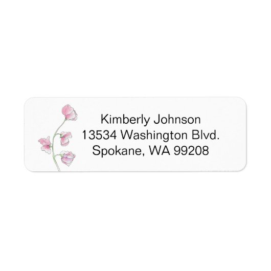 Pink Sweet Pea Return Address Label (Voorkant)