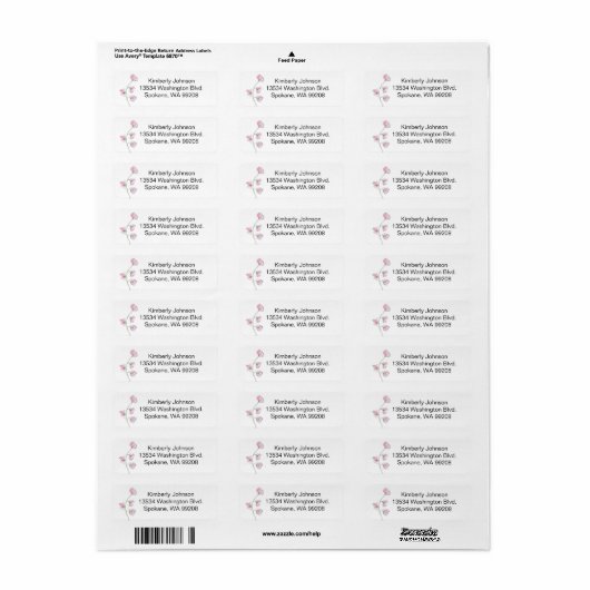Pink Sweet Pea Return Address Label (Full Sheet)