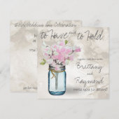 PINK SWEET PEAS  MASON JAR WATERVERF KAART (Voorkant / Achterkant)